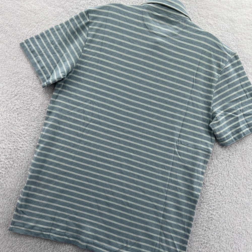 Faherty Isle Polo Shirt Men Small Blue Grey Striped Short Sleeve‎ Cotton Casual - Picture 12 of 14